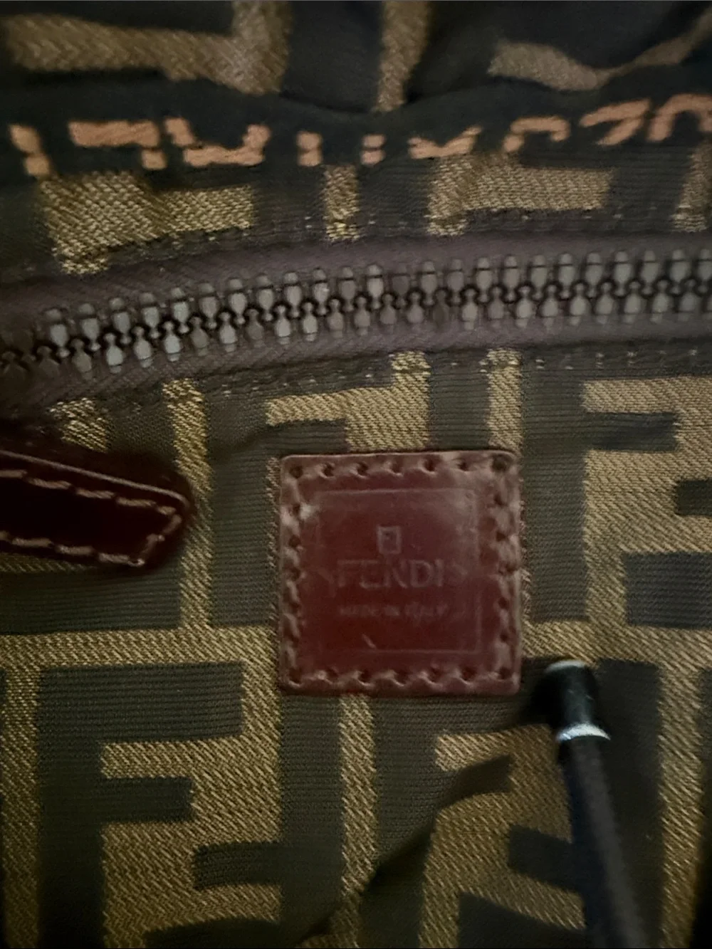 Fendi Brown Zucca Monogram Backpack with Dark Brown Leather Flap